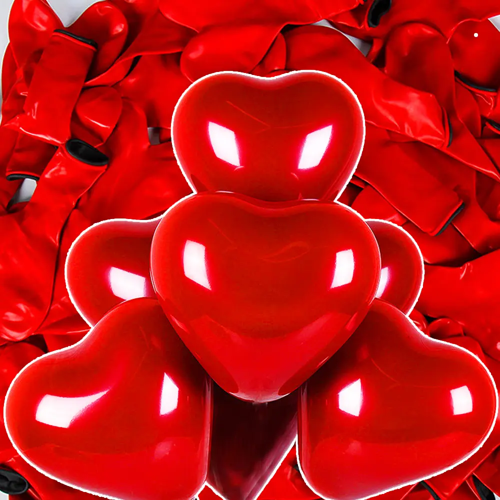 10-Inch Red Heart-Shape Bilayer Reusable Latex Balloons Set (10/30x Balloons, Can Be Reused), Festive Party Supplies for Valentine’s Day, Birthdays Decorations