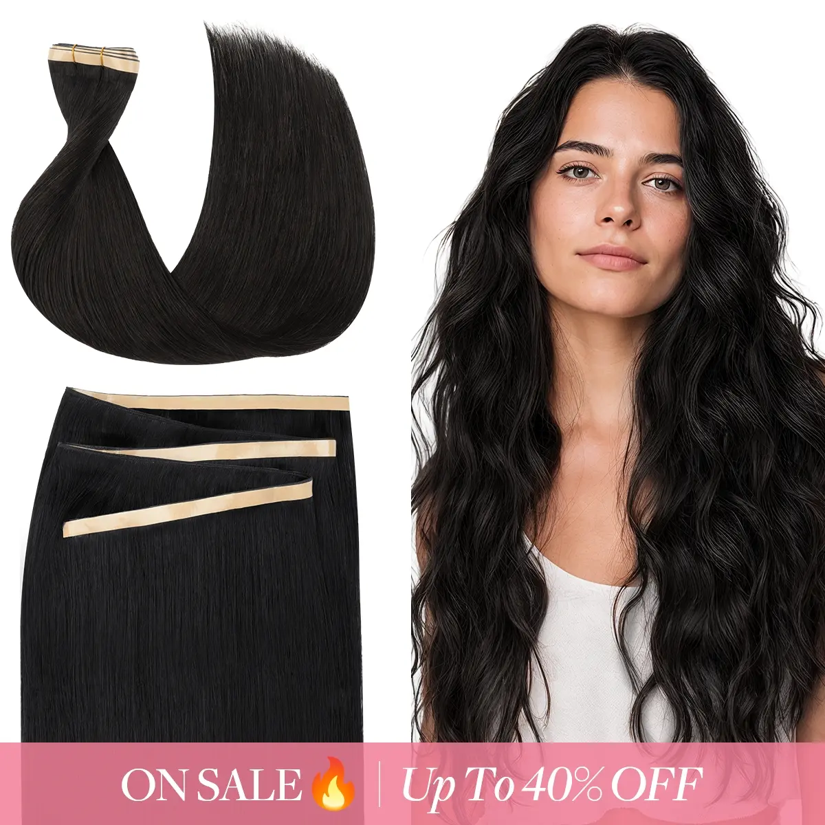 GOO GOO Tape In Weft Extensions,Genius PU Long Weft premium tape wefts,14-24 Inch Real Human Hair Remy Human Hair for Natural Look & Volume summer hairstyles #tiktokshopbacktoschool #sohochic