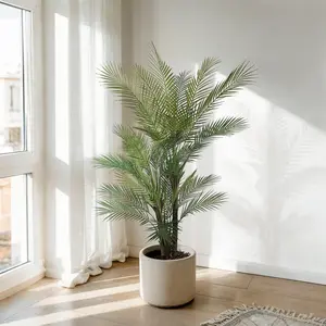 5/6 FT Artificial Triple-Trunk Palm Tree UV-Resistant PE Needle Like Foliage Tropical Plant Decor for Indoor & Outdoor Use Homes, Hallways, Restaurants, Hotels Spring/Summer Decoration