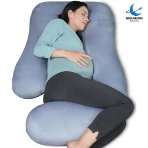 U-Shaped 60 Inch Maternity Pillow – Full Body Pregnancy Support with Soft Velvet Cover – Washable & Removable – Relieves Back, Belly, Hip, Neck and Leg Pain – Ideal Sleep Pillow for Expecting Mothers