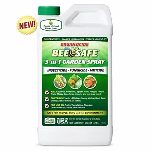 Bee Safe 3-in-1 Garden Spray – Organic Insect & Fungus Control for Plants, Flowers & Vegetables (1 Gallon Concentrate)