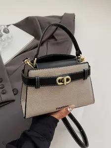 Fashionable retro exquisite atmosphere handbag with belt decoration design, versatile and practical single shoulder crossbody bag, can accommodate mobile phones, lipstick, suitable for parties and dates, Handbag Sling Bag