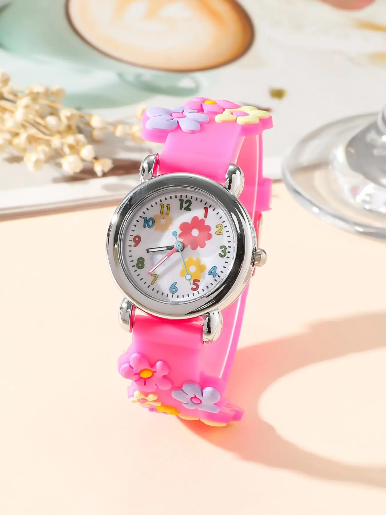 Cute Flower Design Quartz Watch, Fashionable Silicone Wristwatch for Girls, Trendy All-match & Exquisite Stylish Watch for Birthday Gift