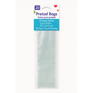 Clear Cello Pretzel Treat Bags with Twist Ties, 9.75-Inch, 20-Pack