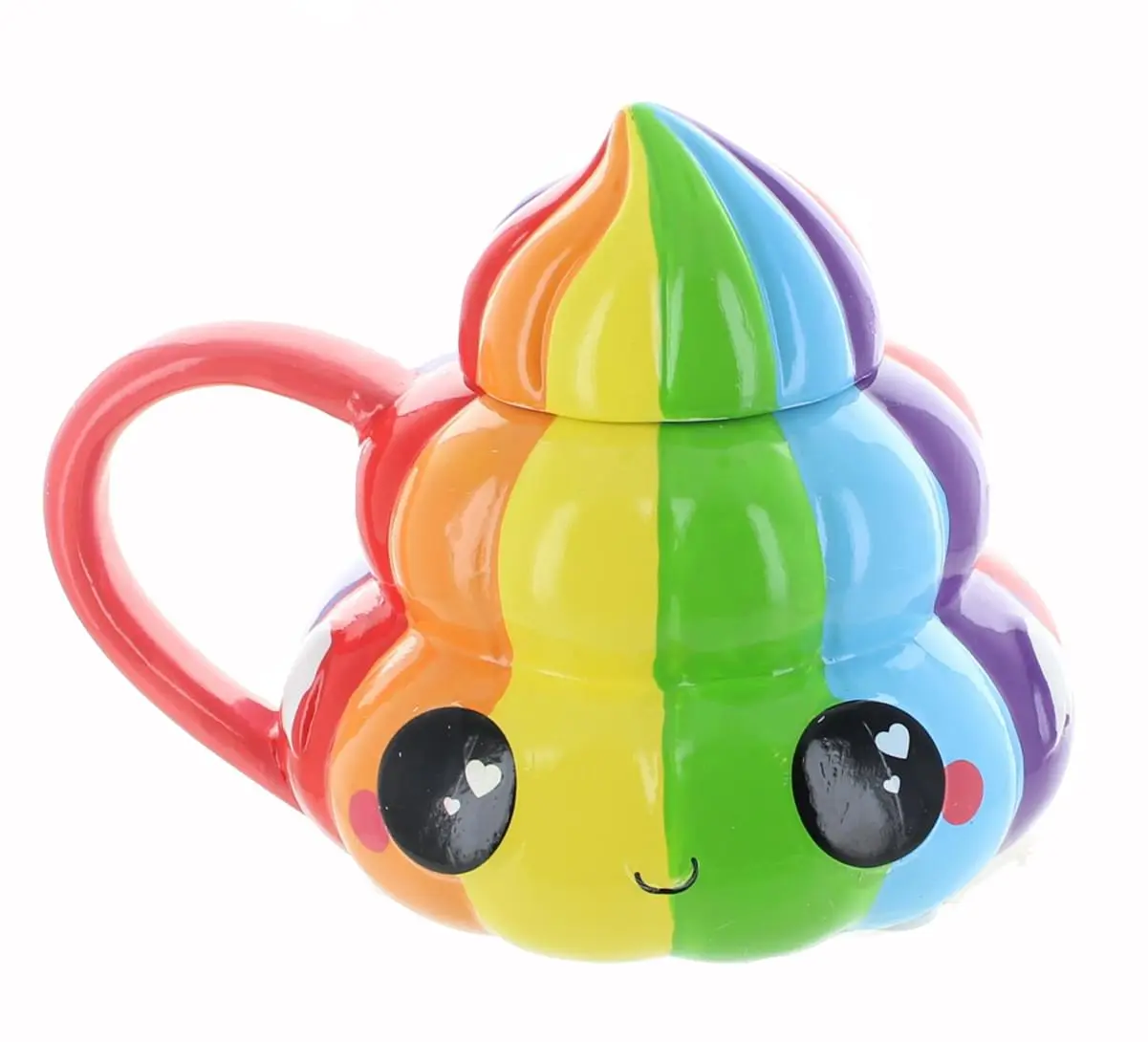 20 oz Fantasy Galaxy Glitter Collectible Ceramic Glossy Coffee Cup - Rainbow Poop Emoji Mug with Lid, Heat Reactive Drinkware, Hand Wash Only