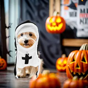 Christmas Cat Nun's Robe - Fun pet gift role-playing costume, suitable for cats and small to medium-sized dogs, adjustable nun's robe, suitable for parties, Christmas, and holidays - Cute pet costumes and accessories