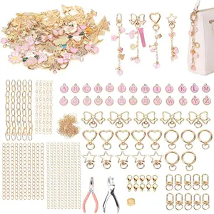 400 count DIY Lipgloss Charm Kit - 136 Charms, 30 Keychains, Extender Chains & Tools for DIY  & Key Chain Charm Kit Projects, Bag Charms,  Making & Party Gifts (Cute )