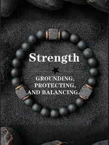 Agate Obsidian Hand Chain, 8mm Root Chakra Stone, Matte Finish Men's Energy Jewelry, Boost Confidence & Stability, High Quality Bracelet