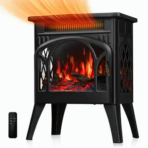 KISSAIR Flame Electric Fireplace Heater Stove infrared fireplace with  & 4 Flame Beds Adjustable Speed Heating Mode Temperature Overheat Protection Remote Control Timing Function Single Door Indoor Use