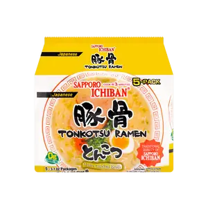 SAPPORO ICHIBAN Japanese Style Tonkotsu Ramen - Instant Noodles, 5 Packs* 3.7oz