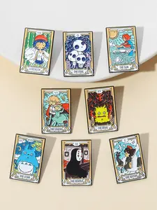 8 Piece Set Fantasy Cartoon Japanese Anime Peripheral Enamel Pins Durable Metal Pins Classic Animation Character & Tarot Card Design Brooches Lapel Backpack Badge Fashion Jewelry Accessories Gifts for Fans Collectors Magic Lovers Clip