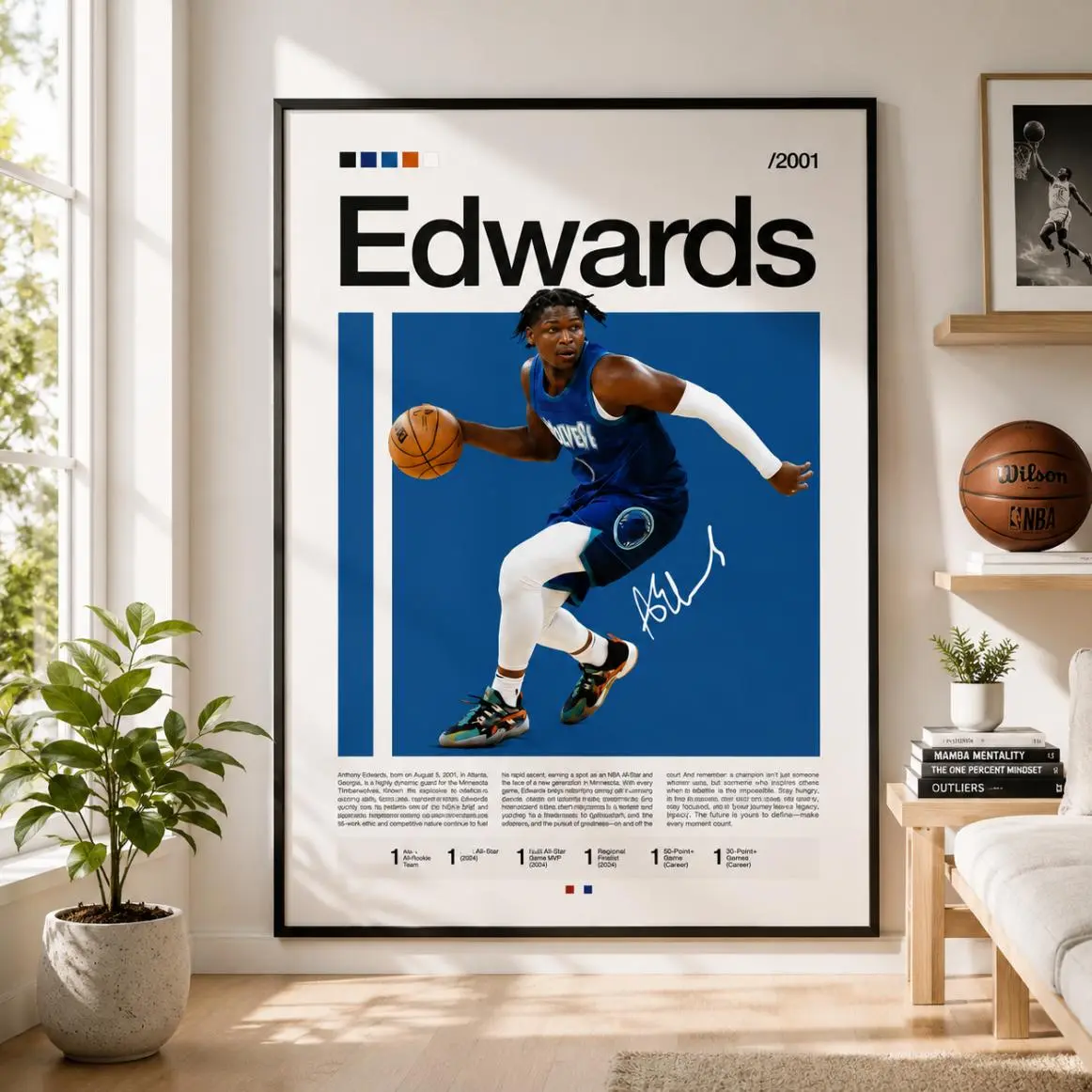 Anthony Edwards Ant-Man Poster, Basketball Wall Art Print, Vintage Sports Decor, Dorm Room Man Cave Poster, Fan Gift for Him