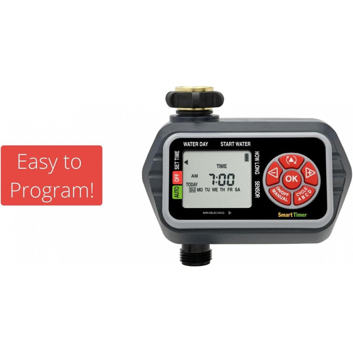 Digital Water Timer with LCD Display 1-Zone Programmable Manual Watering Rain Delay Moisture Sensor Compatible Eden 93411 Sprinkler System Timer for Garden Lawn Plant Watering