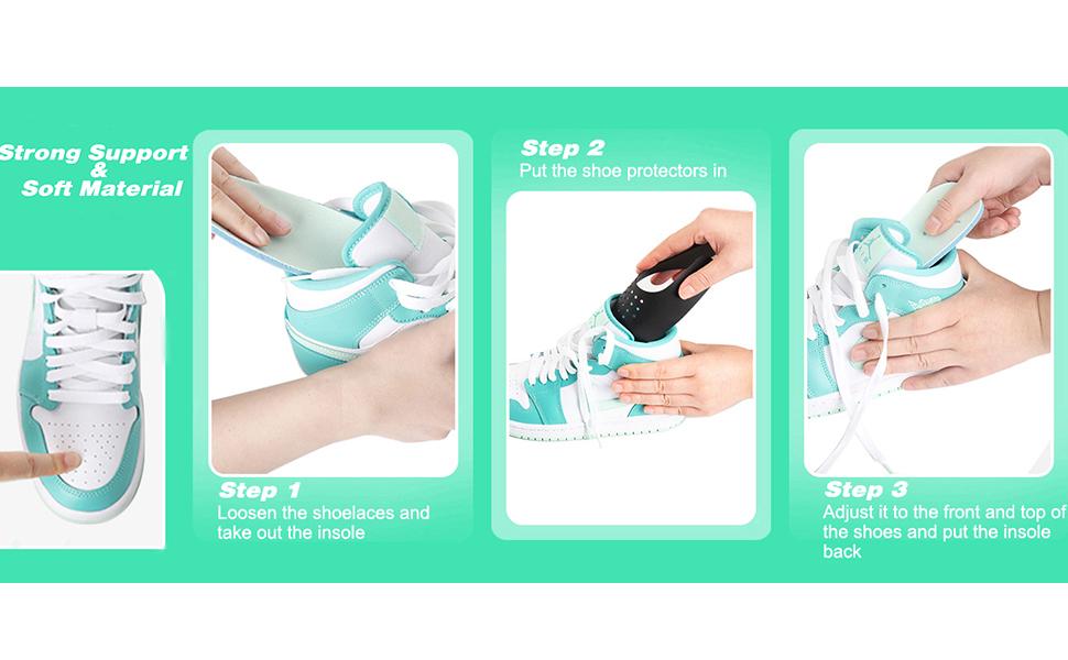 4 Pairs Sneaker Crease Protector Anti Wrinkle Shoe Shields for Air Force 1 Jordan Sneakers Shoe Protector Inserts Men 7-12