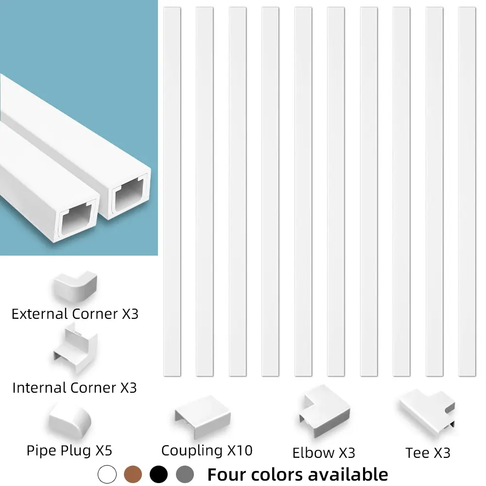 PVC Wire Cable Management Set, 12-Piece Kit Includes Straight & Angled Connectors, Durable Plastic Organizer for Home Office Use, Installation