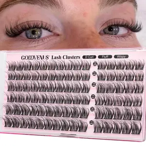 Wispy Lash Clusters Natural Eyelashes Clusters Fluffy Cluster Eyelash Extensions D Curl Individual Lash Extension 90pcs, 12-14-16mm False Eyelashes for DIY