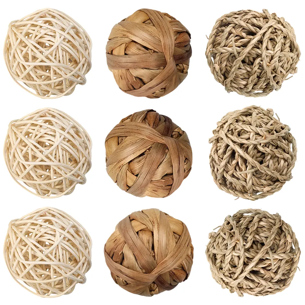 9Pcs Bunny Chew Toys, Rabbit Pet Tooth Chew Toys Organic Natural Wood Grass Cake Ideal for Bunny, Chinchilla, Guinea Pigs, Hamsters Teeth Grinding - Home Improvement.