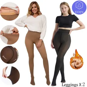 EOJN Womens Fleece lined Tights, Ladies Warm Pantyhose Leggings Thick translucent Stretchy Winter stockings For Women Minimalist Warm-lined Basic Tights Slim,Everyday fashion,2 Pcs