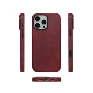 Suitable for Leather iPhone16Pro Magnetic Magsafe Retro Phone Case Compatible with iPhone15 Shockproof Protective Cover