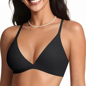 OEAK Low Cut Triangle Bra for Women Wireless Soft Stretchy Comfortable Daily Underwear