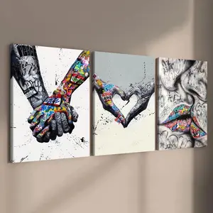 Wooden Framed Canvas Painting, 3 Counts Modern Art Design Wall Decor Painting, Wall Art Decor for Home Living Room Bedroom Office Artwork