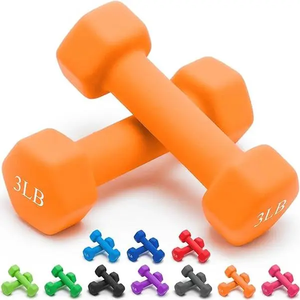 Neoprene Dumbbells Set of 2 1-15 lbs Non-Slip Hexagon Shape for Home Workout StrongArms ToneUp FitnessGoals