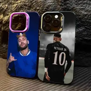 Football N-NeymarS Jr 10  Phone Case For iPhone 17 Air 16 15 14 13 12 11 Pro Max Plus Samsung S26 S25 S24 S23 S22 Plus Ultra Candy Silver Cover