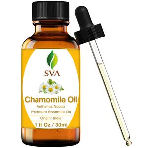 SVA 100% Natural Chamomile Essential Oil - 1 Fl Oz (30ml) Scented Liquid - for Aromatherapy Diffuser, Body Care, Cosmetic Uses - with Dropper
