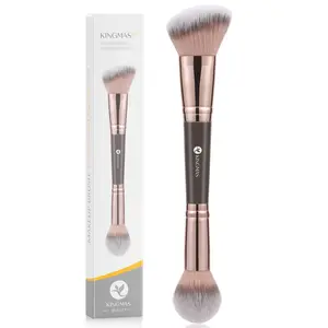 Foundation Makeup Brush, Double Ended Bronzer Brush Angled & Round Contour Brushes for Beauty Blending Liquid Powder, Concealer Cream Cosmetics Blush (Brown)