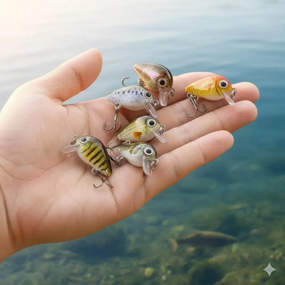 Ultra-Light 1.5g 2.7cm Micro Crankbait: Realistic Minnow Lure with Secure Hooks for Bass, Panfish, Trout in Fresh & Saltwater. Versatile Multi-Water Fishing Lure Kit.