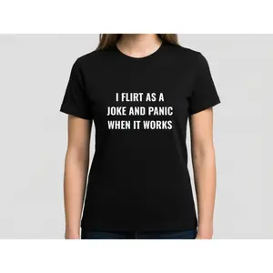 "I Flirt As A Joke" Graphic Tee | Funny Relatable Introvert Illustration T-Shirt | Soft Breathable All-Season Fabric | Awkward Humor Casual Unisex Top