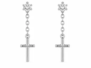 925 Sterling Silver Cross Charm Stud Earrings 925 Sterling Silver Cross Charm Stud Earrings