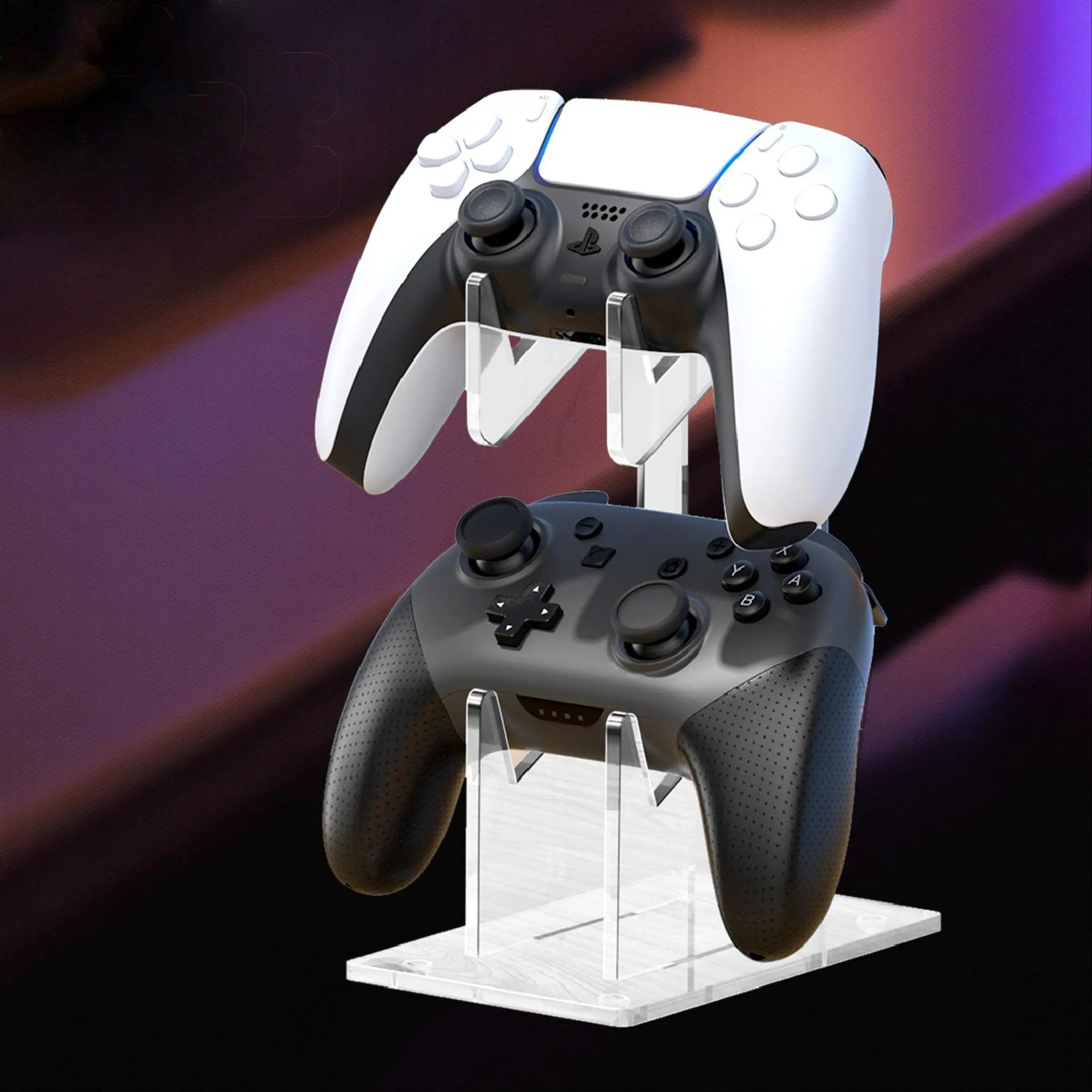Acrylic Game Controller Holder, Multi-grid Game Controller Display Stand, Console Accessories for PS5/PS4/Switch Pro/Xbox Elite/Xbox/Xbox 360, Gaming Controllers