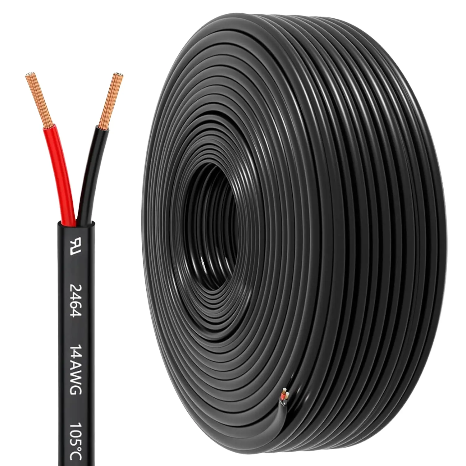 14 AWG Wire 2 Conductor Electrical Wire, 14 AWG Stranded PVC Cord, 5V 12V 24V 36V Low Voltage/Aluminum-clad copper/Flexible Cable for Automotive Wiring, Lamp Cord, Outdoor Lighting, Marine Cable, Low Voltage Landscape Wire