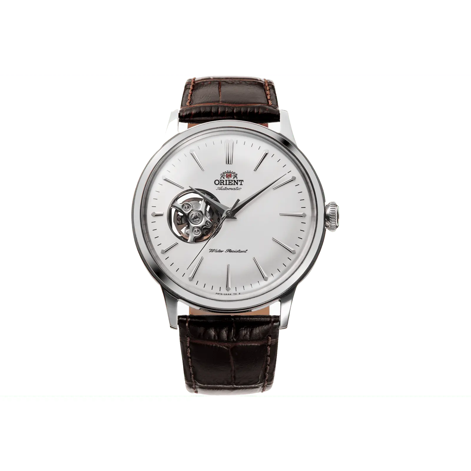 Unisex Fashion Orient Bambino Open Heart Automatic Watch - 40.5mm Stainless Steel Leather Buckle Dress Watch, Model RA-AG0002S30B, Round Analog Dial, Mechanical Style, Visible Balance, 30M-50M Water Resistant, Mineral Glass, Formal Wear Fit