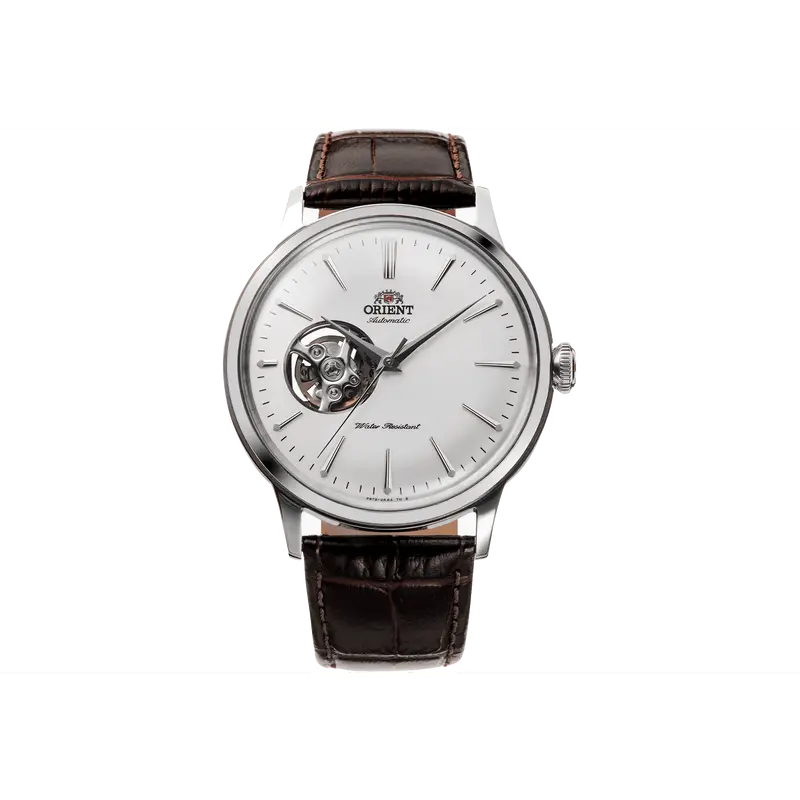 Unisex Chic Fashion Open-Heart Display Automatic Watch - 40.5mm Round Stainless Steel Leather Buckle Dress Watch, Model RA-AG0002S30B, Analog Dial, Mechanical, Visible Balance, 30M - 50M Water Resistant, Mineral Glass