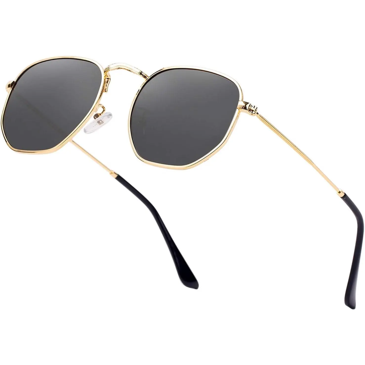LOVE HOME Hipster Hexagonal Polarized Sunglasses for Men-Women - Small Geometric Vintage Metal Frames, Lightweight Durable, Trendy Casual, Casual Stylish Sunglasses Frames, Lightweight Durable Sunglasses
