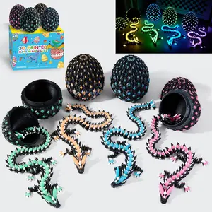 2026 Easter Gifts for Kids 4pcs 3D Printed Dragon Egg Glow in The Dark,Cool Crystal Dragon Toys, 3D Print Dinosaur Fidget Toys Gift for Kids, Dino Eggs Desk, Home(Luminous Four color)