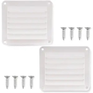 2 Pcs 5-1/2" Louvered Flush Plastic Thru Vent for Caravan Marine Boat, White, Free Installation Screws Included