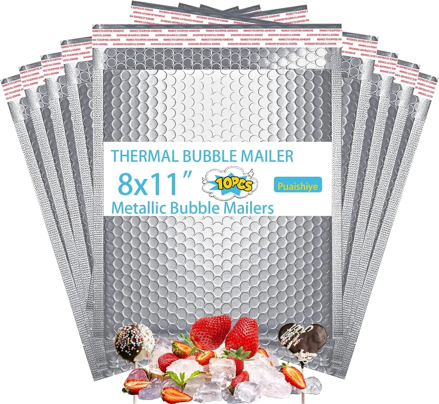10-Pack 8x11 Inch Insulated Shipping Mailers | Waterproof & Durable Self-Seal Envelopes for Food, Cosmetics, Health Products | Tamper-Proof Cold Packaging (Single-Use)