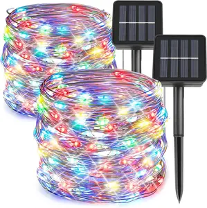 2 Packs Solar Christmas Lights, Total 200 LED 66FT 8 Twinkle Modes Multicolor Solar  Fairy Lights,  for Outdoor, Tree, Garden, Christmas Decorations(Multi Color)