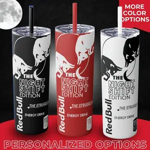 [No straw] Many Style Nightshift Worker Edition Energy Drink Can Style wraparound 20oz Stainless Steel Tumbler - Without Straw Tumbler 20oz Skinny Stainless Steel Tumbler (No straw)