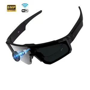 Men’s Sunglasses with Camera Smart Glasses, Hands-free 1200P Video Recording,8MP Camera Anti-Shake Dual Stabilization (Physical + EIS ), Bluetooth Call ,Music Control AI Translation 260Mah Battery IP64 Waterproof AI Sports Glasses