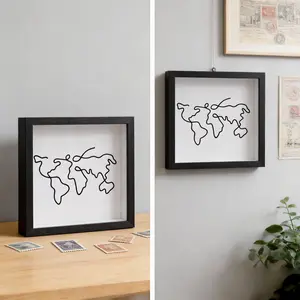 Modern Square Postcard Storage Box Souvenir Display Case Home Decor Photo Frame Travel Memory Keepsake Holder
