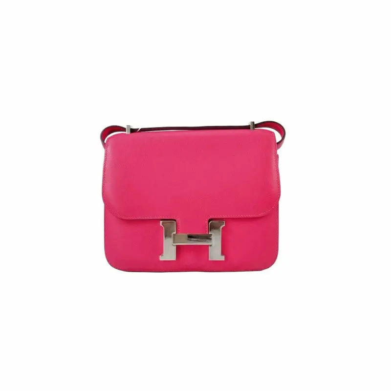 Pre-owned HERMÈS leather Shoulder Bags Hermes constance evercolor rose pink shoulder bag