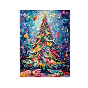 Colorful Christmas Tree Paint by Numbers Kit, 16x20 Inches for Beginners, DIY Acrylic Painting, Decorative Painting and Handmade Art for Home Decor Gifts