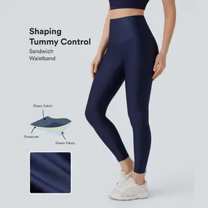 High Waisted Tummy Control Pocket Sheen Workout Leggings