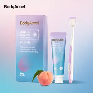 BodyAccel Tongue Scraper Gel Bundle – Ice Peach Aroma, Deep Tongue Cleaning, Aloe Vera Extract, Fresh Breath Oral Hygiene, Gentle Bad Breath Treatment