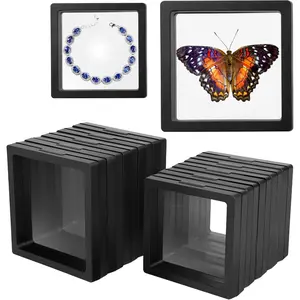10PCS 3D Floating Frame Display Stand, Transparent PE Floating Display Case, Challenge Coins Specimen Medallions Jewelry Box Suspension Frame