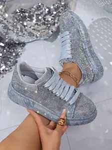 Women's Sparkling Rhinestone Casual Shoes Sneaker, Fashion Party Wear, All-Season Women's Leisure Shoes, Stylish Daily Footwear